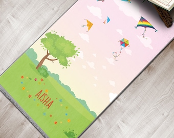 Kids Personalized Kites Foam Padded Prayer Mat Child Muslim Prayer Rug  Islamic Gift for Girls Boys Anti-Slip Musallah Designer Sejadah 417