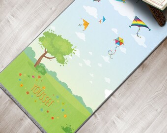 Kids Personalized Kites Foam Padded Prayer Mat Child Muslim Prayer Rug  Islamic Gift for Girls Boys Anti-Slip Musallah Designer Sejadah 417