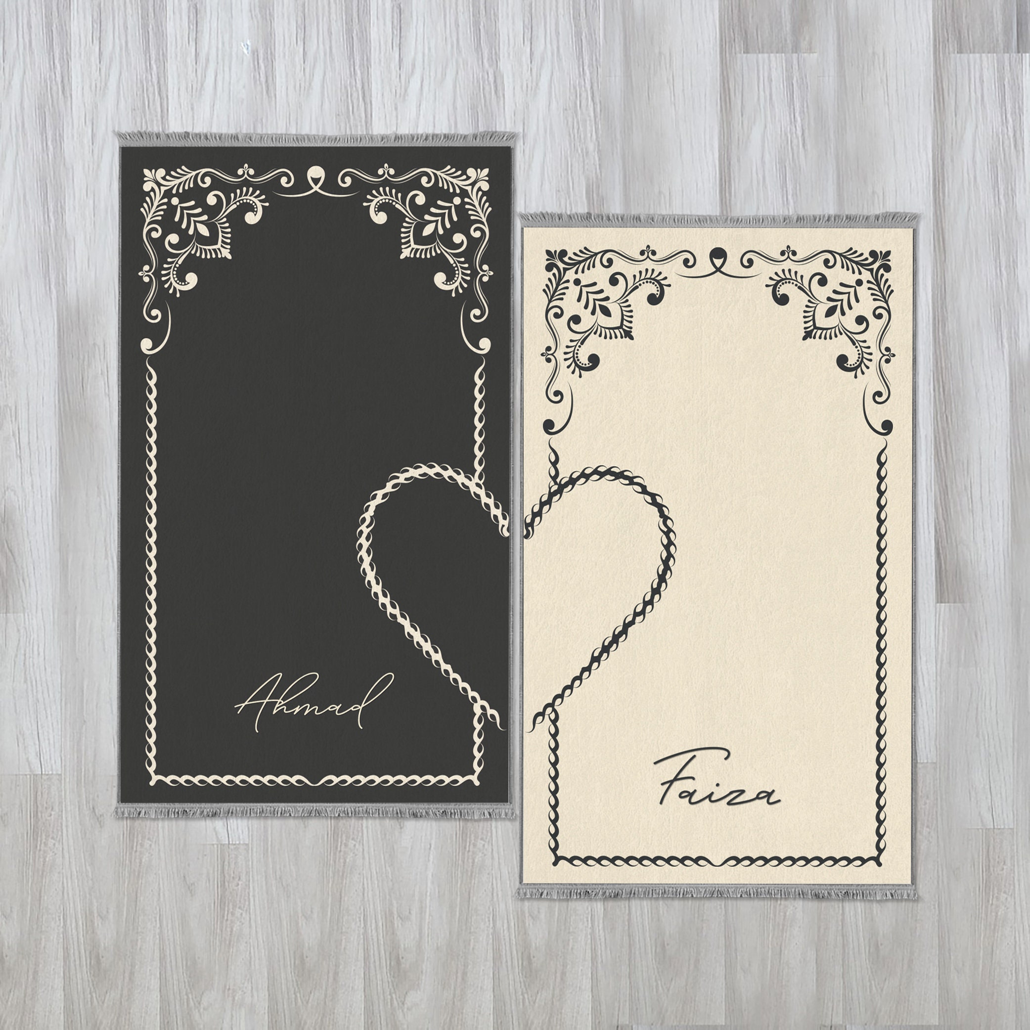 Personalized Foam Padded 2 Prayer Mat Set With Heart Design