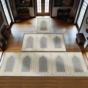 Group Family Prayer Mat Personalized, Foam Padded Muslim Rug, Mother Father Daughter Son Set Islamic Gift Large Janamaz Designer Sejadah 610