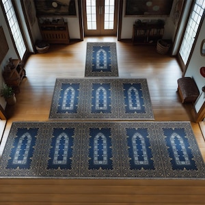 Group Family Prayer Mat Personalized, Foam Padded Muslim Rug, Mother Father Daughter Son Set, Islamic Gift, Large Janamaz 612