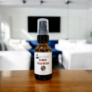Amber Rosewood Room Spray- Woody Home Spray, Refreshing Home Scent, Cozy Home Fragrance, Scented Room Mist, Manly Room Scent, Bedroom Spray