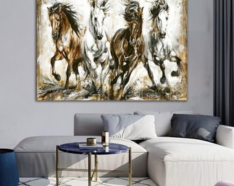 Art Horse Decoration Painting Canvas luosh Paint by Numbers,Canvas Print Wall Art Home Decoration,4-color Ink Printing Technology 