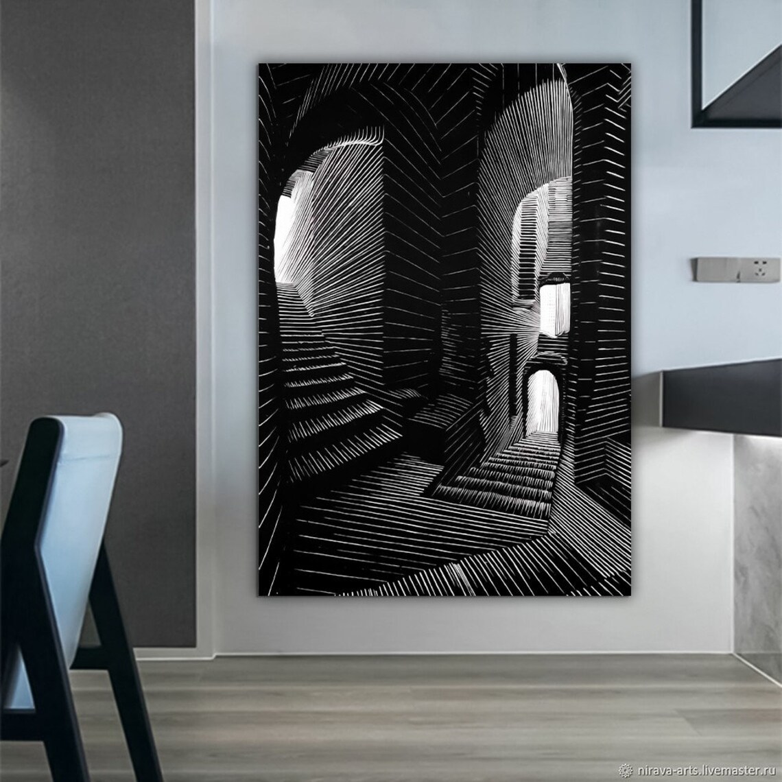 Spiral Staircase Wall Art Staircase Art Print Black and Etsy