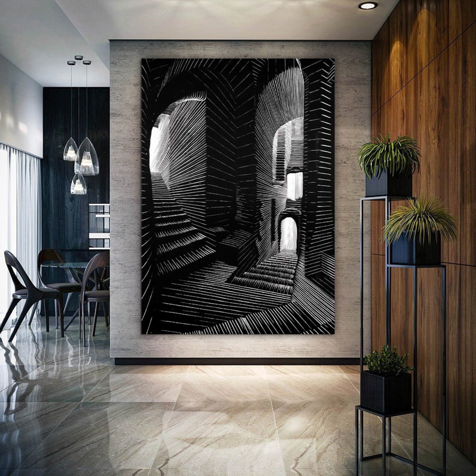 Spiral Staircase Wall Art Staircase Art Print Black and Etsy
