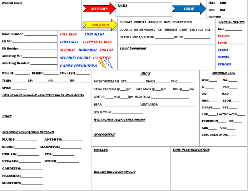 nurse report sheet for sale