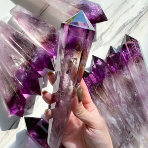 Amethyst Wand/Natural Amethyst Point Wand/High Quality Amethyst Rainbow Crystal Point Wand/Amethyst Handle/Meditation Tool/AAA