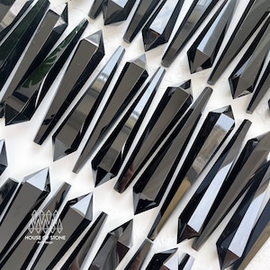 Natural Black Obsidian Wand/High Quality Black Obsidian Point Wand/Crystal Gemstone Obsidian Wand Handle/Crystal Stem/Root Chakra