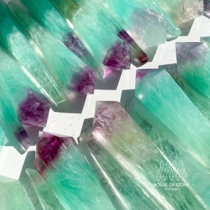 Large Rainbow Fluorite Wand/Natural Rainbow Green Fluorite Wand/Fluorite Point Wand/Fluorite Crystal Handle/Fluorite Stem//Heart Chakra