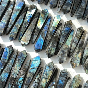 Natural Labradorite Wand/Rainbow Labradorite Point Wand/Labradorite Crystal Handle/Crystal Stem/Wedding Bouquet Handle/Chakra