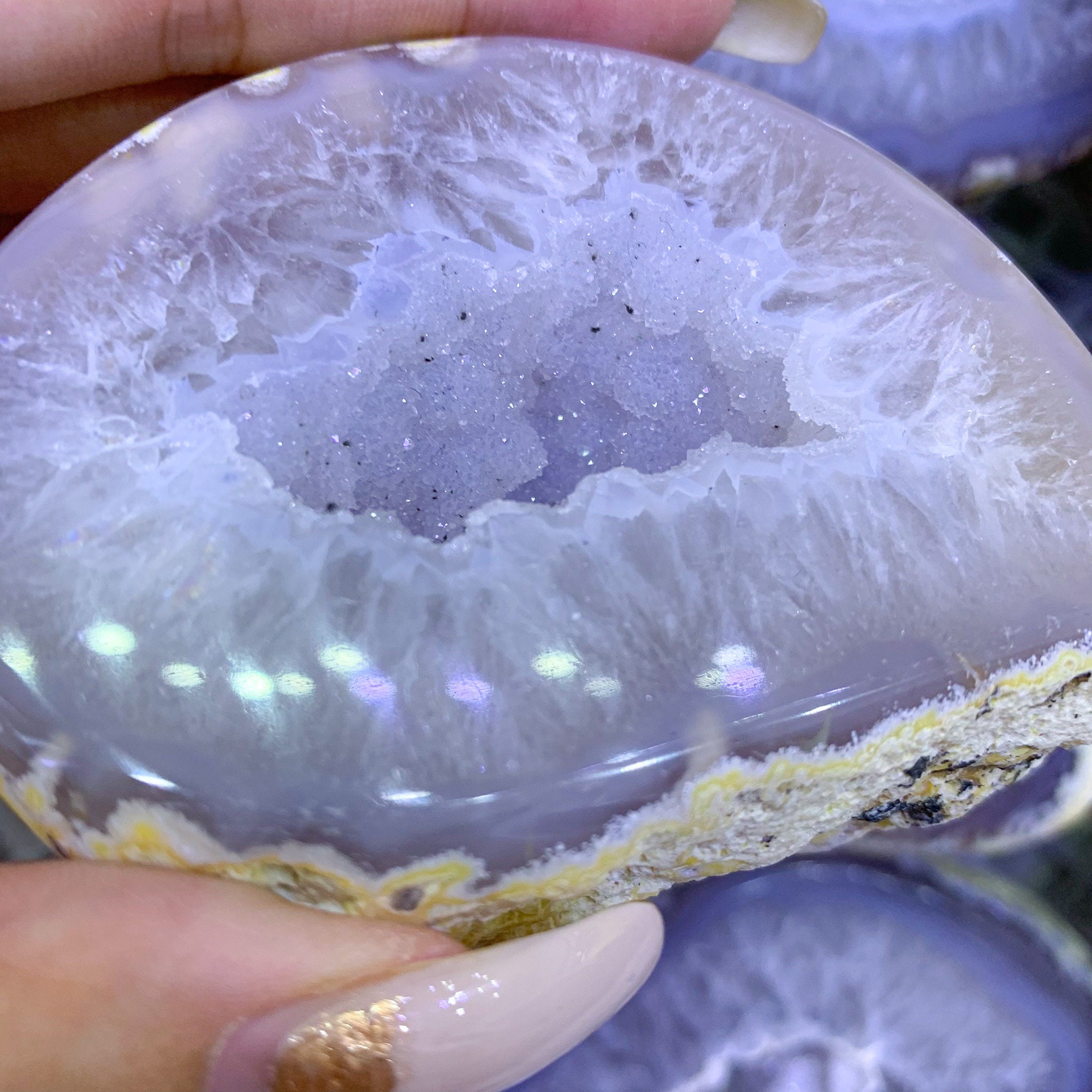 Pièce de Grappe Géode d'agate Naturelle/Pièce Druzy Haute Qualité/Pièce Cristal d'agate