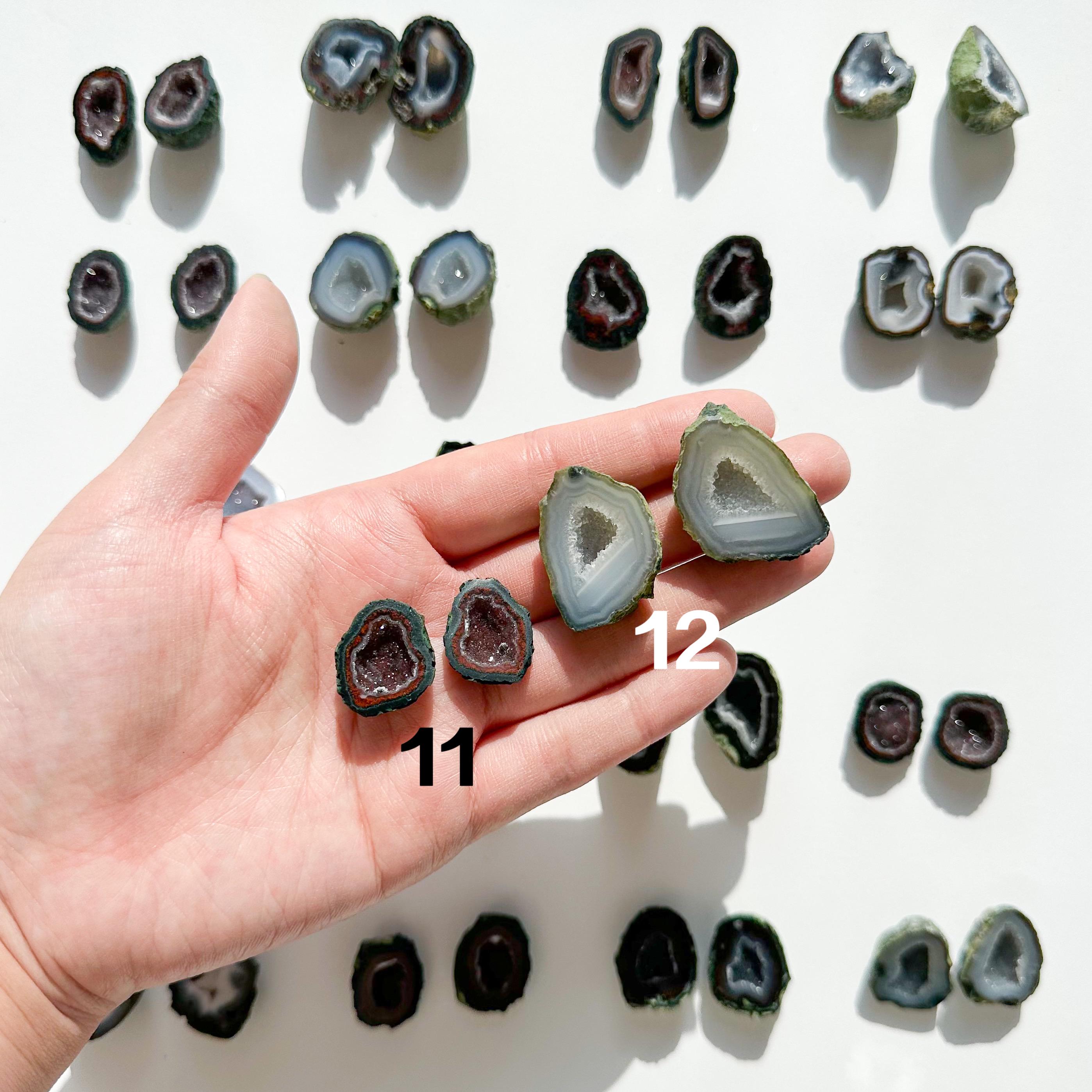 Mini Geodes Natural Mini Agate Geode Pair | Small Tabasco Raw Crystal Geode, Druzy ...