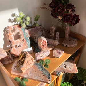 Large Raw Natural Pink Amethyst Slab/Druzy Pink Amethyst Geode Slice/Pink Amethyst Cluster Coaster