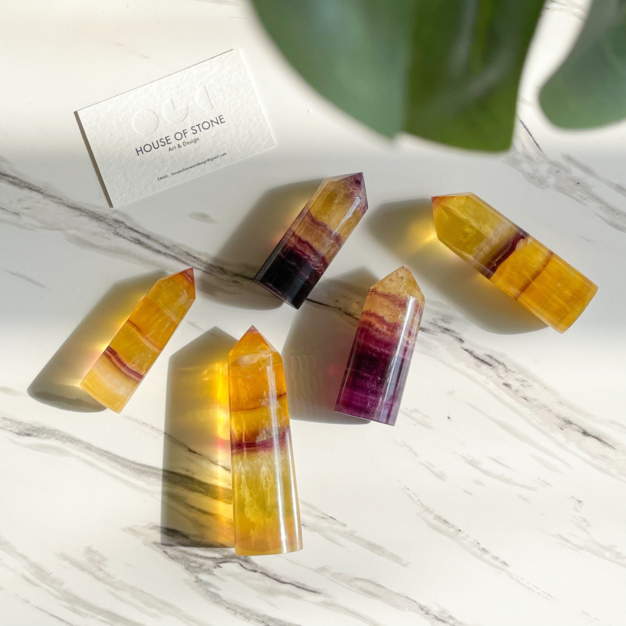 Tour de Point Fluorite Jaune/Tour Violette/Obélisque Haute Qualité/Aaa