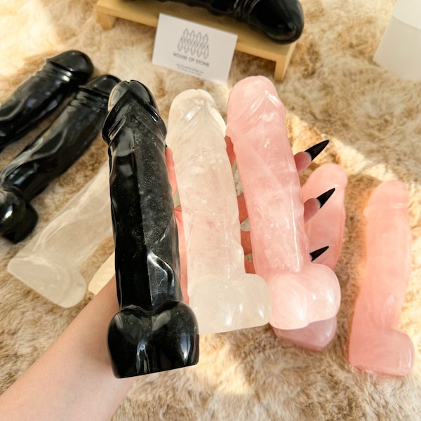 Natural Black Obsidian Dildo/Gold Sheen Obsidian Penis/Clear Quartz Penis/Rose Quartz Penis/Large Obsidian Crystal Carvings