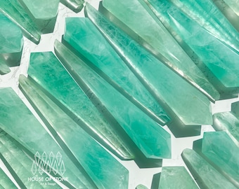 Affordable Natural Green Fluorite Crystal Point/Flawed or Low-Quality Fluorite Crystal Handle/Crystal Handle/Fluorite Stem/Heart Chakra