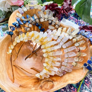 Natuurlijke kroon van kristalkwarts/heldere kwartskroon/aurakwartsfestival tiara/amethist kristallen kroon/bruiloft sieraden hoofdband cadeau