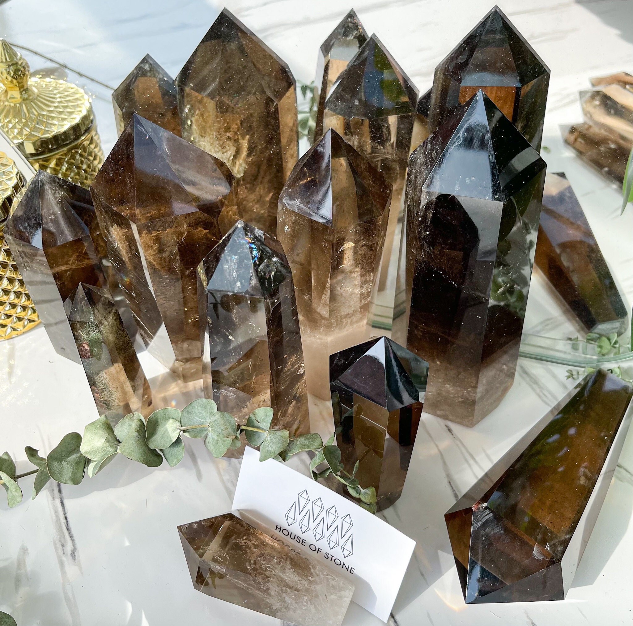 Tour de Quartz Fumé Naturel/Tour Pointe Haute Qualité/Obélisque Fumé