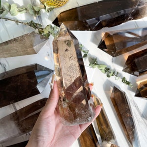 Natural Large Smoky Quartz Tower/High Quality Smoky Quartz Point Tower/Smoky Quartz Point Obelisk/Root Chakra/Altar Tools
