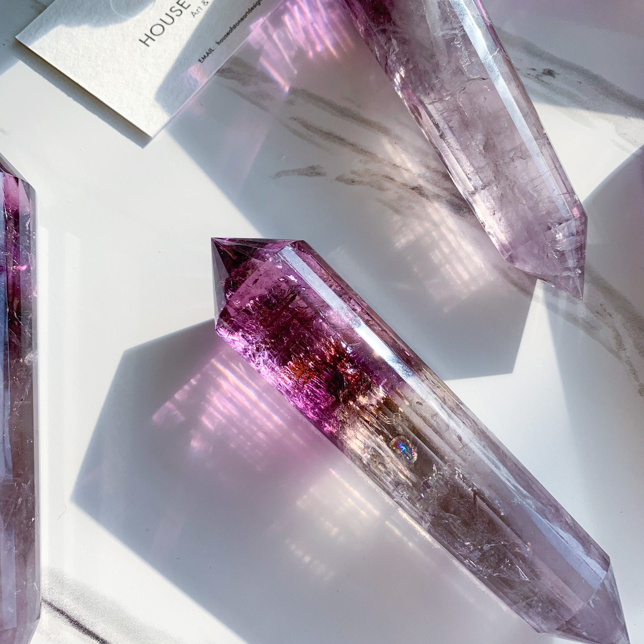 Améthyste Baguette/Améthyste Double Point Cristal Baguette Point/24-Côtés