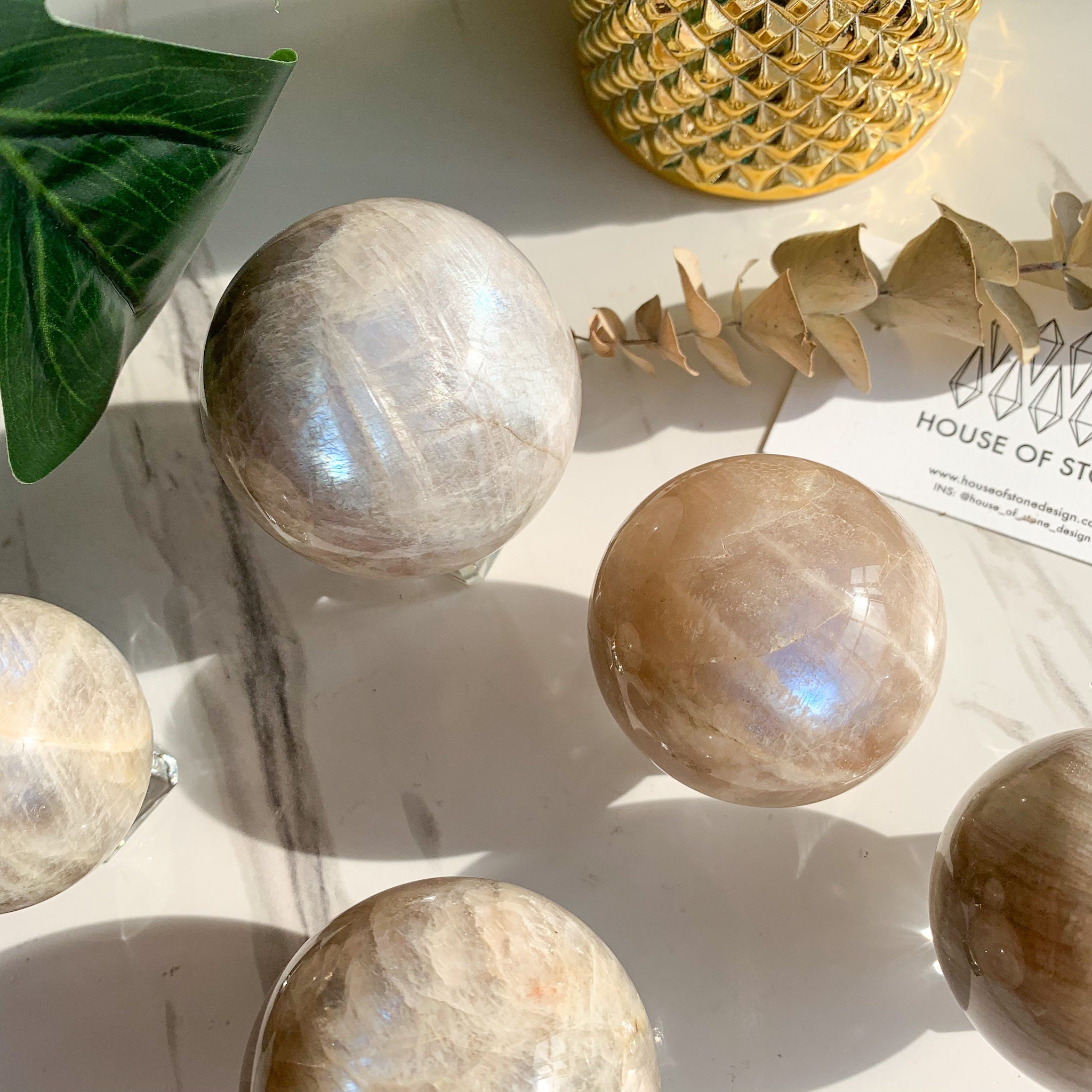 Sphère de Pierre Lune Blanche/Grande Sphère Lune/Sphère Arc-En-Ciel