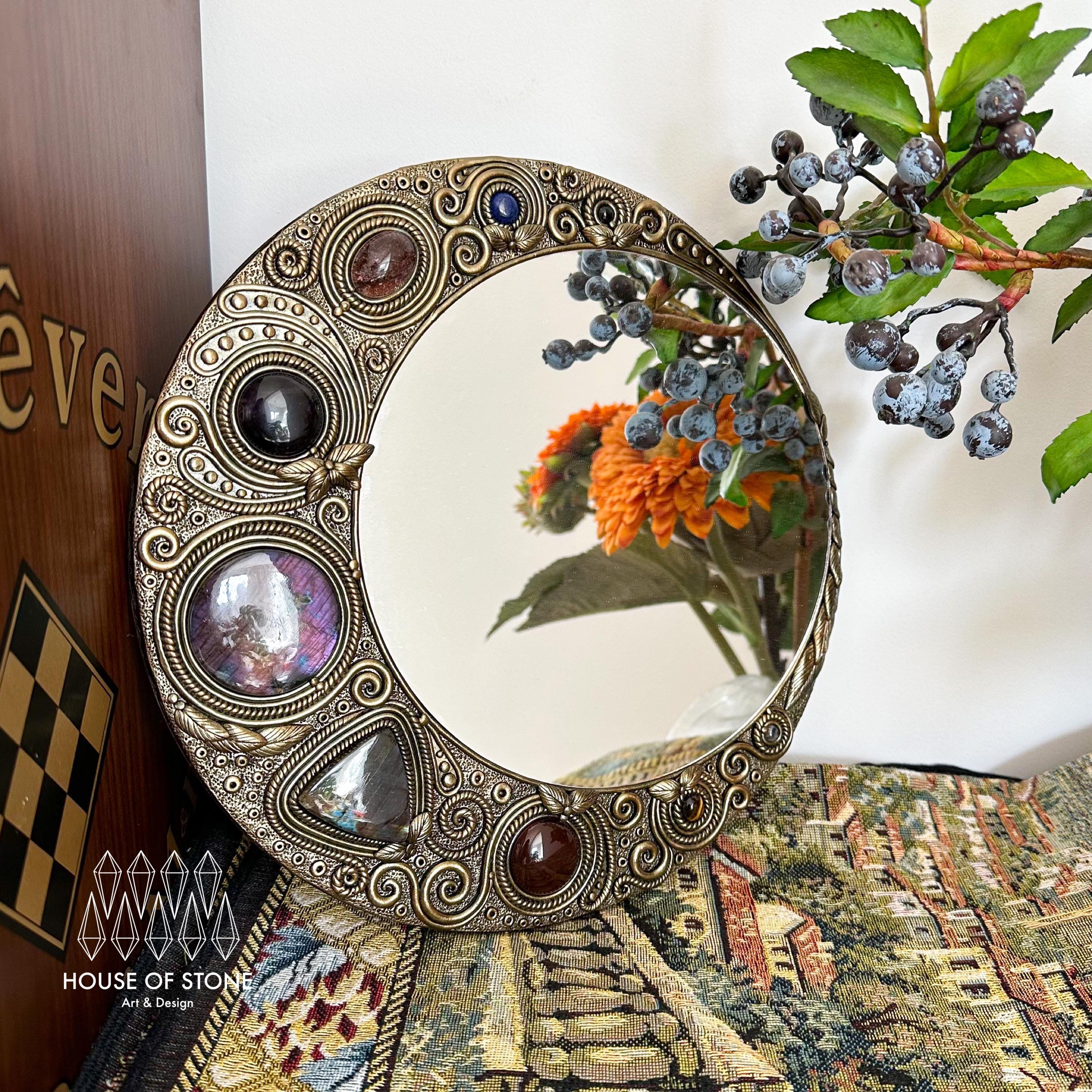 Miroir En Cristal Naturel Fait Main/Miroir Sorcière Magique/Miroir Labradorite/Miroir De Quartz/Guérison Des Chakras/Outil D'autel Manifeste