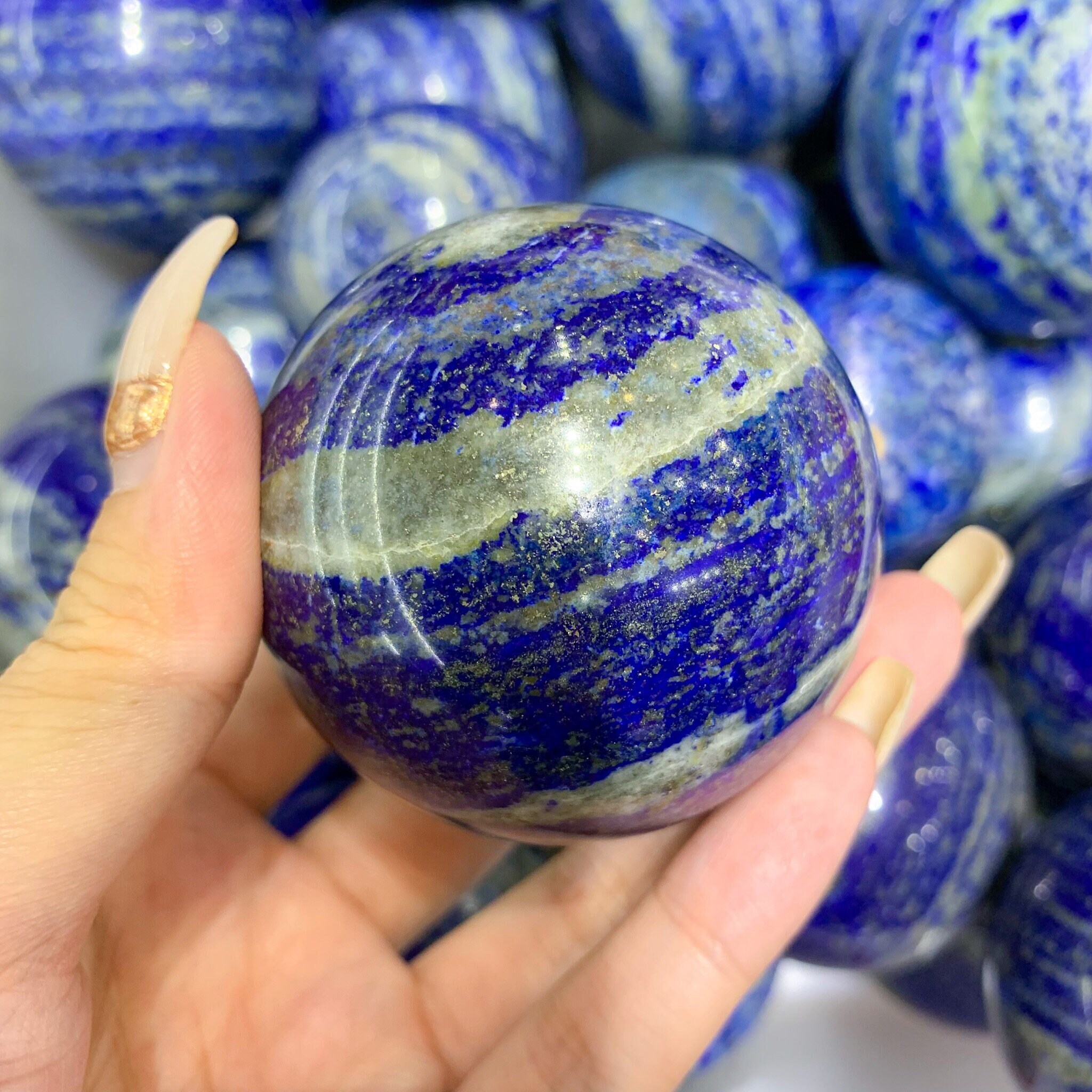 Sphère Lapis Lazuli/Sphère Lazuli Naturel/Sphère de Haute Qualité/Sphère Pierres Précieuses