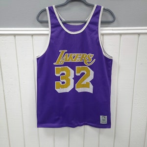 Men's Los Angeles Lakers Magic Johnson #32 Mitchell&Ness Purple 84-85 Hardwood  Classics Jersey