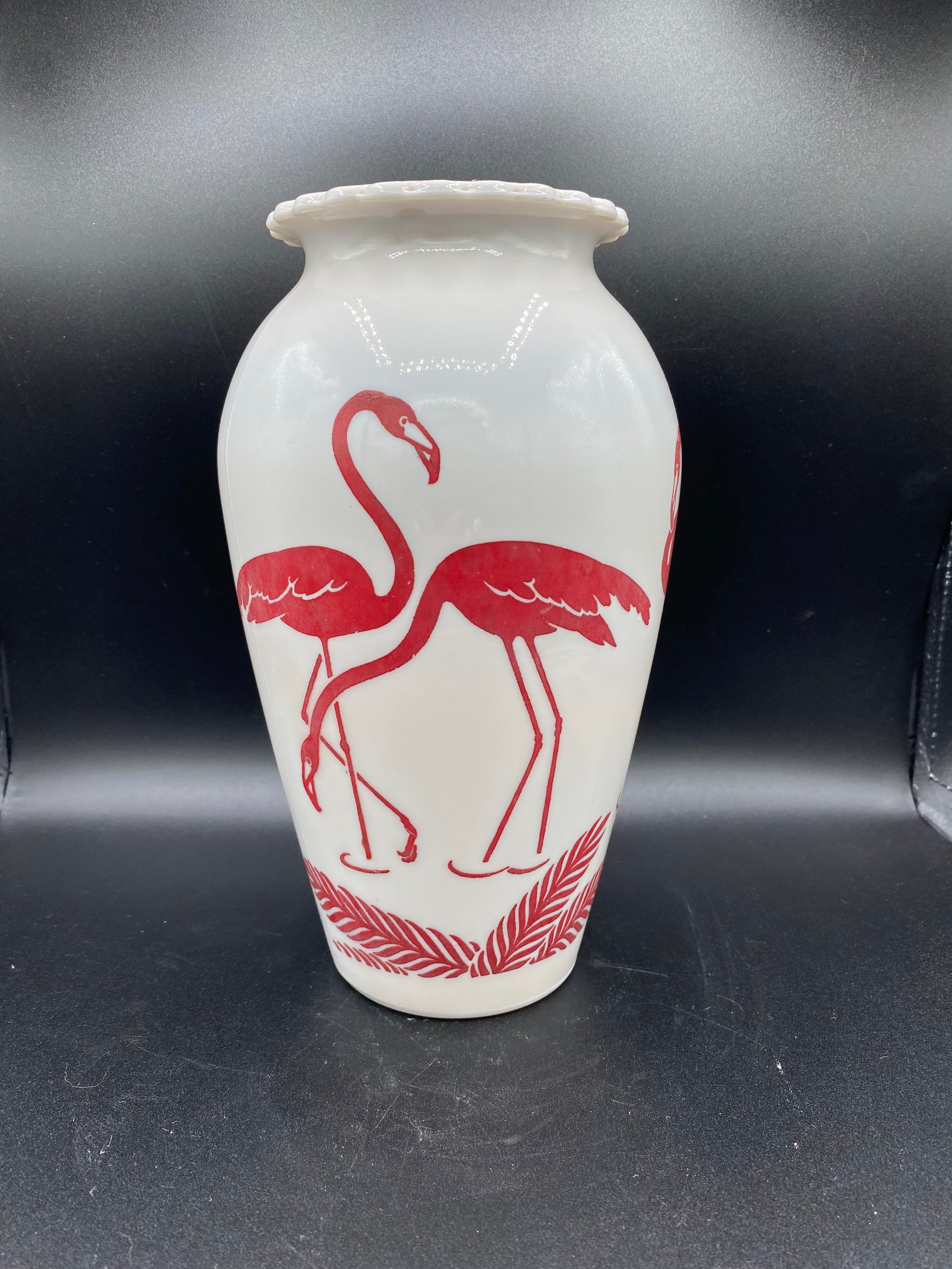 Vintage Anchor Hocking Glass Vase Flamingos 1969 - Etsy