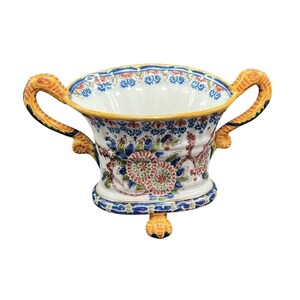 Makkum Tichelaar Holland Delft Cache-pot Jardinière à Pieds Floral Polychrome 575
