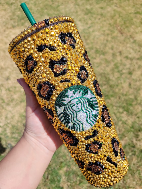 Starbucks bling leopard tumbler, Personalized Luxury cup, Rhinestone  Tumbler, Custom Tumbler