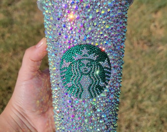 Starbucks bling tumbler, Personalized Starbucks cup, Rhinestone Tumbler, Starbucks Reusable Cup, Custom Tumbler with Straw, 24 ounces cup