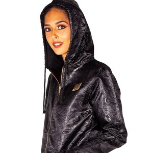Black Paisley brocade zip up hoodie