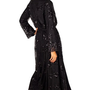 Sequin open maxi dress cardigan abaya