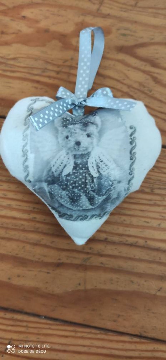 Ornement Cœur à Accrocher en Tissu