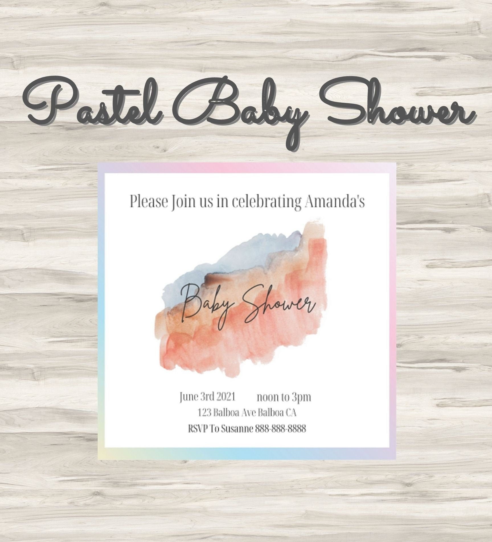 Pastel Baby Shower Invitation Template | Etsy