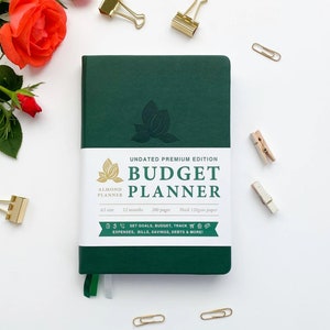 Budget Planner Undated Budget Book, Financial Planner A5 Rose Gold Track Expenses Savings Debts, Undated Planner Budgeting Planner 2024-2025 Green