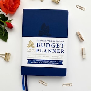 Budget Planner Undated Budget Book, Financial Planner A5 Rose Gold Track Expenses Savings Debts, Undated Planner Budgeting Planner 2024-2025 Blue