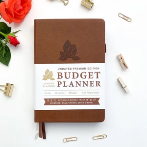 Budget Planner Undated Budget Book, Financial Planner A5 Brown, Track Expenses Savings Debts, Undated Planner Cash book 2024