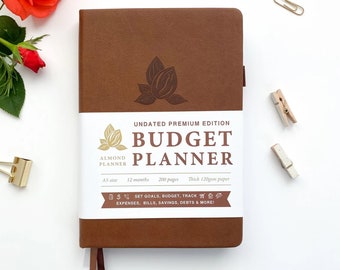 Budget Planner Undated Budget Book, Financial Planner A5 Brown, Track Expenses Savings Debts, Undated Planner Cash book 2024