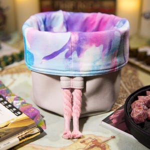 Pastel Watercolor Art (M) dice bag - stores up to 180 dice for D&D and other ttrpgs - medium size dice bag - perfect for players and DMs