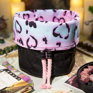 Pastel Rainbow Hearts (L) dice bag - stores up to 350 dice for D&D and other ttrpgs - large size dice bag - perfect for players and DMs