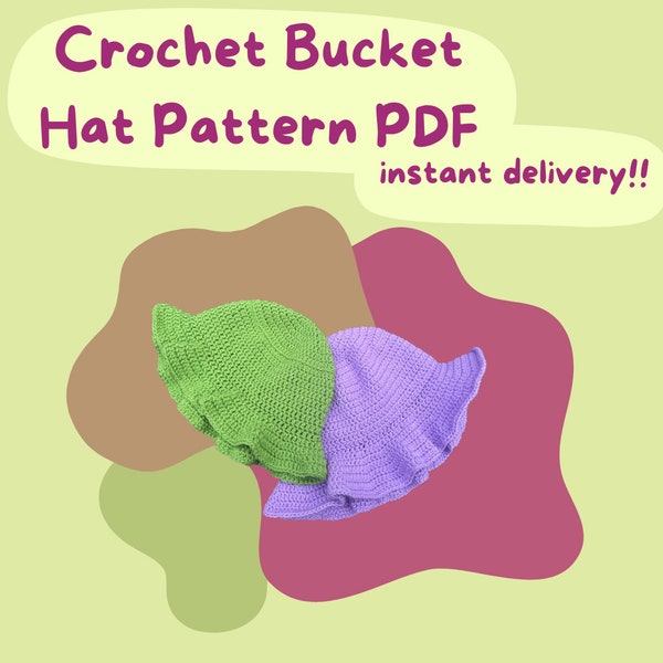 Crochet Bucket Hat Pattern PDF Instant Download for Beginners Adult Size