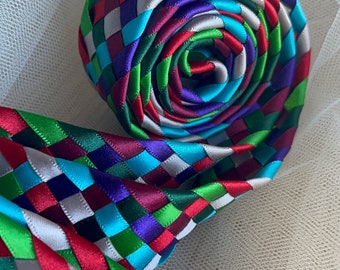 Bespoke handtying & handfasting cords - 7 ribbon plait - choose your colours