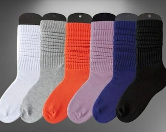 Slouch Socks - Heavy Cotton Knit, Warm Unisex Socks (2 Pairs)