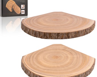 Rustic Wood Slice Corner Shelf Set, Live Edge, Wall Mount