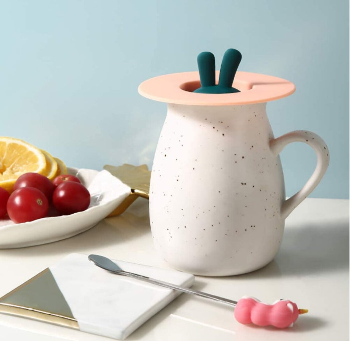 Silicone Cup Lids Cup Cover 6 Set Rabbit Antidust Etsy