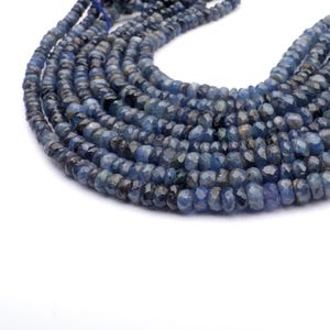 Blue Sapphire Beads, drilled beads, Rondelle Beads, 16 Inch Strand 4-6 MM, Faceted Beads, Natural Sapphire Beads, Jewelry Making Beads