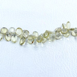 40 pieces lemon quartz, drilled gemstone beads, quartz gemstone beads, pear shape smooth gemstone beads, size 6X8-6X12 mm lemon quartz image 2