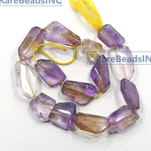 ametrine beads, size 15X17-15X29 MM 12 inch strand, faceted beads, gemstone beads, tumble beads, drilled beads,  natural ametrine beads